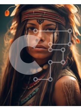 Intra Συλλεκτικό Ξύλινο Παζλ Plywood  4mm - Πορτρέτο μιας ιθαγενούς Αμερικανίδας με φτερά και κόμμωση Σε Ξύλινο Κουτί - Διαστάσεις Puzzle: 10x10 cm – 25 κομμάτια