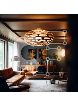 Intra Συλλεκτικό Ξύλινο Παζλ Plywood  4mm - Σύγχρονο σαλόνι με δερμάτινους καναπέδες και ξύλινο πολυέλαιο Σε Ξύλινο Κουτί - Διαστάσεις Puzzle: 10x10 cm – 25 κομμάτια