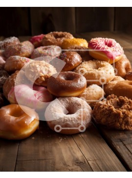 Σετ των 2 Intra Συλλεκτικό Ξύλινο Παζλ Plywood  4mm - Εκπληκτική εικόνα από διάφορα ντόνατς με γαρνιτούρες σε ξύλινο τραπέζι Σε Ξύλινο Κουτί - Διαστάσεις: 10x10 cm – 25 κομμάτια