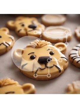 Σετ των 2 Intra Συλλεκτικό Ξύλινο Παζλ Plywood  4mm - Μπισκότα σε σχήμα ζώων με πρόσωπα λιονταριών, τίγρεων και ελεφάντων Σε Ξύλινο Κουτί - Διαστάσεις: 10x10 cm – 25 κομμάτια