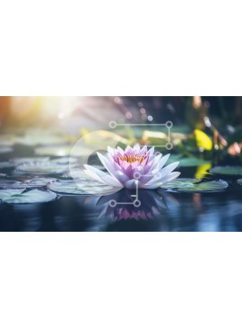 Intra Συλλεκτικό Ξύλινο Παζλ Plywood  4mm - Ροζ νούφαρο στην ειδυλλιακή λίμνη Σε Ξύλινο Κουτί - Διαστάσεις: 10x10 cm – 25 κομμάτια