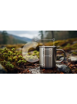 Intra Συλλεκτικό Ξύλινο Παζλ Plywood  4mm - Κούπα ταξιδιού από ανοξείδωτο χάλυβα σε βρύα στο δάσος Σε Ξύλινο Κουτί - Διαστάσεις: 10x10 cm – 25 κομμάτια