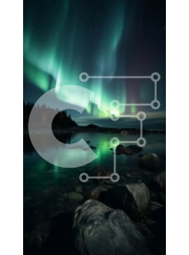 Σετ των 2 Intra Συλλεκτικό Ξύλινο Παζλ Plywood  4mm - Εκπληκτικό Aurora Borealis/Βόρειο Σέλας πάνω από ήρεμα νερά και βράχους Σε Ξύλινο Κουτί - Διαστάσεις: 10x10 cm – 25 κομμάτια