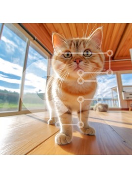 Intra Συλλεκτικό Ξύλινο Παζλ Plywood  4mm - Χαριτωμένη και αφράτη γάτα κοιτάζει επίμονα την κάμερα με φόντο με θέα στο βουνό Σε Ξύλινο Κουτί - Διαστάσεις: 10x10 cm – 25 κομμάτια