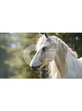 Intra Συλλεκτικό Ξύλινο Παζλ Plywood  4mm - Λευκό άλογο στο χωράφι με δέντρα στο φόντο Σε Ξύλινο Κουτί - Διαστάσεις: 10x10 cm – 25 κομμάτια