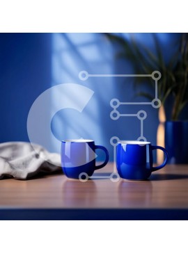 Intra Συλλεκτικό Ξύλινο Παζλ Plywood  4mm - Ζεστή σκηνή με δύο μπλε κούπες σε ένα ξύλινο τραπέζι Σε Ξύλινο Κουτί - Διαστάσεις Puzzle: 10x10 cm – 25 κομμάτια