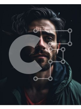 Intra Συλλεκτικό Ξύλινο Παζλ Plywood  4mm - Σοβαρός άντρας με γένια και μακριά μαλλιά με πράσινο σακάκι Σε Ξύλινο Κουτί - Διαστάσεις Puzzle: 10x10 cm – 25 κομμάτια