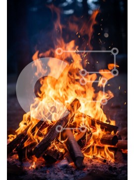 Σετ των 2 Intra Συλλεκτικό Ξύλινο Παζλ Plywood  4mm - Φωτιά στο δάσος τη νύχτα Σε Ξύλινο Κουτί - Διαστάσεις: 10x10 cm – 25 κομμάτια