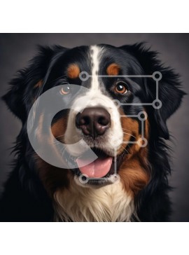 Intra Συλλεκτικό Ξύλινο Παζλ Plywood  4mm - Κοντινό πλάνο του προσώπου ενός σκύλου στο βουνό της Βέρνης Σε Ξύλινο Κουτί - Διαστάσεις: 10x10 cm – 25 κομμάτια