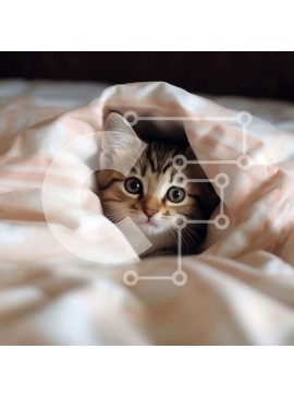 Intra Συλλεκτικό Ξύλινο Παζλ Plywood  4mm - Χαριτωμένο γατάκι που κρύβεται κάτω από την κουβέρτα σε ένα άνετο κρεβάτι Σε Ξύλινο Κουτί - Διαστάσεις: 10x10 cm – 25 κομμάτια