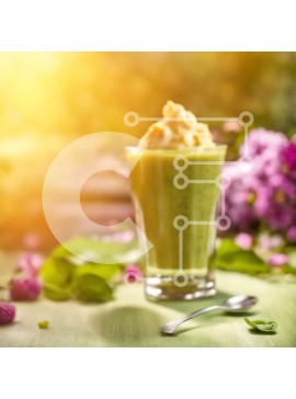 Σετ των 2 Intra Συλλεκτικό Ξύλινο Παζλ Plywood  4mm - Πράσινο Smoothie σε ποτήρι με παγάκια και άχυρο Σε Ξύλινο Κουτί - Διαστάσεις: 10x10 cm – 25 κομμάτια