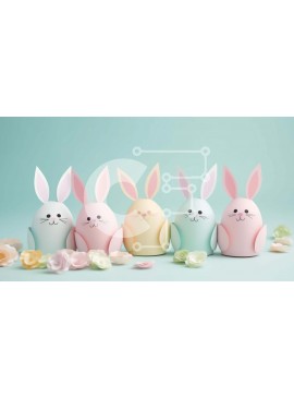 Intra Συλλεκτικό Ξύλινο Παζλ Plywood  4mm - Χειροποίητα χάρτινα αυγά λαγουδάκι για πασχαλινή διακόσμηση Σε Ξύλινο Κουτί - Διαστάσεις: 10x10 cm – 25 κομμάτια