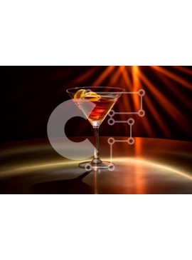 Σετ των 2 Intra Συλλεκτικό Ξύλινο Παζλ Plywood  4mm - Κλασικό κοκτέιλ Martini με δροσιστικό Lemon Twist σε καθαρό ποτήρι σε σκούρο φόντο Σε Ξύλινο Κουτί - Διαστάσεις: 10x10 cm – 25 κομμάτια