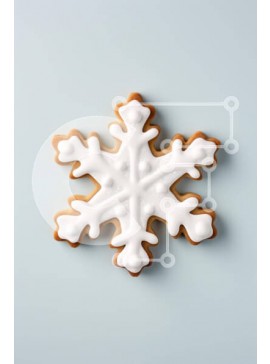 Σετ των 2 Intra Συλλεκτικό Ξύλινο Παζλ Plywood  4mm - Μπισκότο σε σχήμα νιφάδας χιονιού με λευκό πάγωμα Σε Ξύλινο Κουτί - Διαστάσεις: 10x10 cm – 25 κομμάτια
