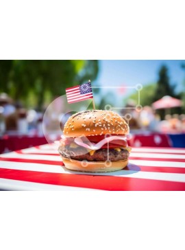 Σετ των 2 Intra Συλλεκτικό Ξύλινο Παζλ Plywood  4mm - American Flag Burger με καρυκεύματα σε εκδήλωση Σε Ξύλινο Κουτί - Διαστάσεις: 10x10 cm – 25 κομμάτια