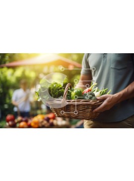 Σετ των 2 Intra Συλλεκτικό Ξύλινο Παζλ Plywood  4mm - Άτομο που κρατά ένα καλάθι με φρέσκα λαχανικά και φρούτα Σε Ξύλινο Κουτί - Διαστάσεις: 10x10 cm – 25 κομμάτια