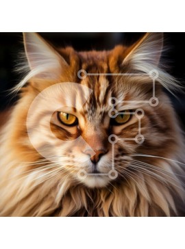 Intra Συλλεκτικό Ξύλινο Παζλ Plywood  4mm - Έντονη και εστιασμένη πορτοκαλί και λευκή γάτα κινηματογράφηση σε πρώτο πλάνο Σε Ξύλινο Κουτί - Διαστάσεις: 10x10 cm – 25 κομμάτια