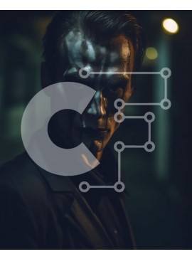 Intra Συλλεκτικό Ξύλινο Παζλ Plywood  4mm - Σοβαρός άντρας με φάντασμα λευκό πρόσωπο στο σκοτεινό δρομάκι Σε Ξύλινο Κουτί - Διαστάσεις Puzzle: 10x10 cm – 25 κομμάτια