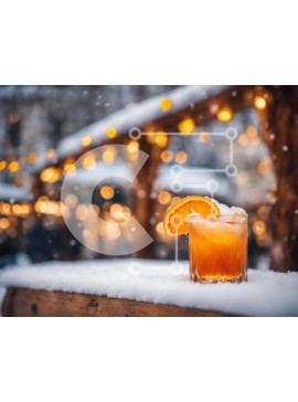 Intra Συλλεκτικό Ξύλινο Παζλ Plywood  4mm - Εορταστικό χειμωνιάτικο ποτό σε ένα χιονισμένο τραπέζι Σε Ξύλινο Κουτί - Διαστάσεις Puzzle: 10x10 cm – 25 κομμάτια