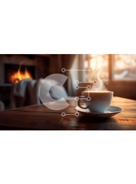 Σετ των 2 Intra Συλλεκτικό Ξύλινο Παζλ Plywood  4mm - Σκηνή καφέ και τζάκι με ψωμί ή κροστίνι Σε Ξύλινο Κουτί - Διαστάσεις: 10x10 cm – 25 κομμάτια