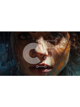 Intra Συλλεκτικό Ξύλινο Παζλ Plywood  4mm - Συγκινητικό πορτρέτο γυναίκας με μακριά σγουρά καστανά μαλλιά Σε Ξύλινο Κουτί - Διαστάσεις Puzzle: 10x10 cm – 25 κομμάτια