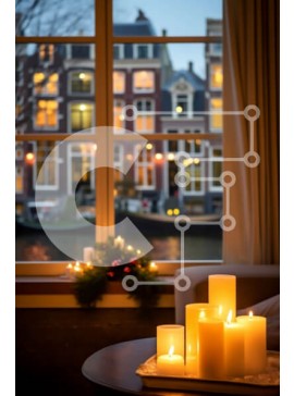 Intra Συλλεκτικό Ξύλινο Παζλ Plywood  4mm - Άνετο σαλόνι με κεριά και θέα στην πόλη Σε Ξύλινο Κουτί - Διαστάσεις Puzzle: 10x10 cm – 25 κομμάτια