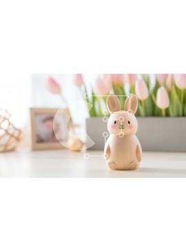 Intra Συλλεκτικό Ξύλινο Παζλ Plywood  4mm - Ξύλινο παιχνίδι λαγουδάκι με ροζ τουλίπες και οικογενειακά πορτρέτα Σε Ξύλινο Κουτί - Διαστάσεις Puzzle: 10x10 cm – 25 κομμάτια