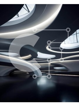 Intra Συλλεκτικό Ξύλινο Παζλ Plywood  4mm - Φουτουριστικό εσωτερικό κτιρίου με καμπυλωτούς τοίχους και οροφές Σε Ξύλινο Κουτί - Διαστάσεις Puzzle: 10x10 cm – 25 κομμάτια