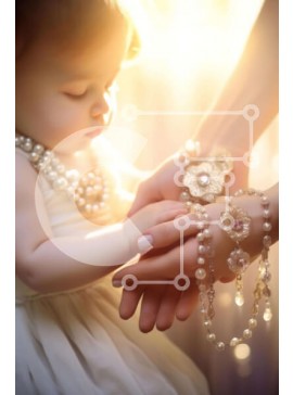 Intra Συλλεκτικό Ξύλινο Παζλ Plywood  4mm - Δέσιμο μητέρας και κόρης με κοσμήματα από μαργαριτάρια Σε Ξύλινο Κουτί - Διαστάσεις Puzzle: 10x10 cm – 25 κομμάτια