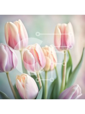 Intra Συλλεκτικό Ξύλινο Παζλ Plywood  4mm - Όμορφο μπουκέτο τουλίπας σε ροζ και λευκό Σε Ξύλινο Κουτί - Διαστάσεις: 10x10 cm – 25 κομμάτια