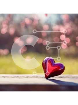 Σετ των 2 Intra Συλλεκτικό Ξύλινο Παζλ Plywood  4mm - Κόκκινο αντικείμενο σε σχήμα καρδιάς σε ξύλινο τραπέζι με λουλούδια Σε Ξύλινο Κουτί - Διαστάσεις: 10x10 cm – 25 κομμάτια