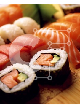 Σετ των 2 Intra Συλλεκτικό Ξύλινο Παζλ Plywood  4mm - Πιάτο σούσι με ψάρια και λαχανικά - Φωτογραφία Αρχείου Σε Ξύλινο Κουτί - Διαστάσεις: 10x10 cm – 25 κομμάτια