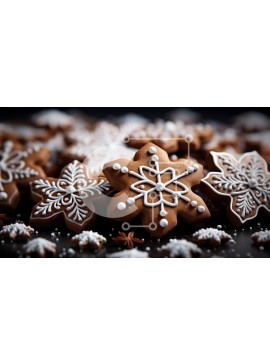 Σετ των 2 Intra Συλλεκτικό Ξύλινο Παζλ Plywood  4mm - Λαχταριστά μπισκότα μελόψωμο διακοσμημένα με νιφάδες χιονιού Σε Ξύλινο Κουτί - Διαστάσεις: 10x10 cm – 25 κομμάτια
