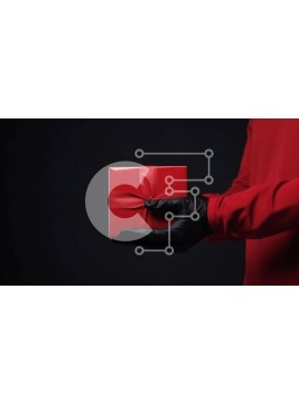 Intra Συλλεκτικό Ξύλινο Παζλ Plywood  4mm - Άτομο με κόκκινη και μαύρη ενδυμασία που κρατά ένα κόκκινο κουτί δώρου Σε Ξύλινο Κουτί - Διαστάσεις Puzzle: 10x10 cm – 25 κομμάτια