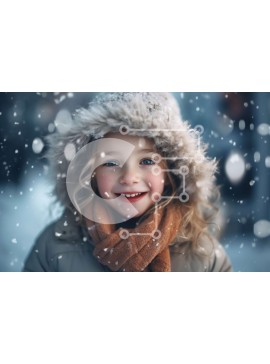 Intra Συλλεκτικό Ξύλινο Παζλ Plywood  4mm - Ευτυχισμένο κορίτσι με χειμερινό παλτό και κασκόλ που απολαμβάνει την ημέρα του χιονιού Σε Ξύλινο Κουτί - Διαστάσεις Puzzle: 10x10 cm – 25 κομμάτια