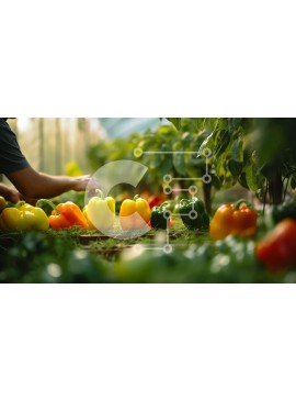 Intra Συλλεκτικό Ξύλινο Παζλ Plywood  4mm - Άνθρωπος που μαζεύει πιπεριές από τον εσωτερικό κήπο Σε Ξύλινο Κουτί - Διαστάσεις: 10x10 cm – 25 κομμάτια