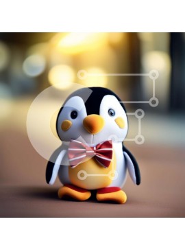 Intra Συλλεκτικό Ξύλινο Παζλ Plywood  4mm - Αξιολάτρευτη εικόνα ενός πιγκουίνου που φορά ένα παπιγιόν και ριγέ πουκάμισο Σε Ξύλινο Κουτί - Διαστάσεις: 10x10 cm – 25 κομμάτια