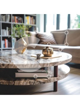 Intra Συλλεκτικό Ξύλινο Παζλ Plywood  4mm - Κομψό σαλόνι με μαρμάρινο τραπεζάκι σαλονιού και χρυσό βάζο Σε Ξύλινο Κουτί - Διαστάσεις Puzzle: 10x10 cm – 25 κομμάτια