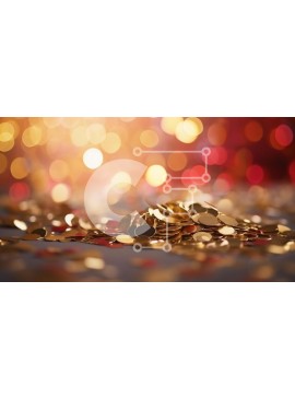 Intra Συλλεκτικό Ξύλινο Παζλ Plywood  4mm - Σωρός από χρυσό κομφετί σε μπλε φόντο με φώτα Bokeh Σε Ξύλινο Κουτί - Διαστάσεις Puzzle: 10x10 cm – 25 κομμάτια