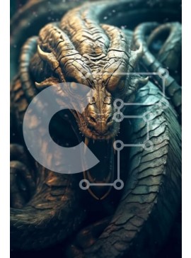 Intra Συλλεκτικό Ξύλινο Παζλ Plywood  4mm - Εκπληκτική εικόνα ενός χρυσού δράκου σε μια φουρτουνιασμένη θάλασσα Σε Ξύλινο Κουτί - Διαστάσεις Puzzle: 10x10 cm – 25 κομμάτια