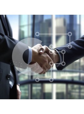 Intra Συλλεκτικό Ξύλινο Παζλ Plywood  4mm - Επαγγελματική εικόνα επιχειρηματιών που κάνουν χειραψία με σύγχρονο ορίζοντα πόλεων στο παρασκήνιο Σε Ξύλινο Κουτί - Διαστάσεις Puzzle: 10x10 cm – 25 κομμάτια