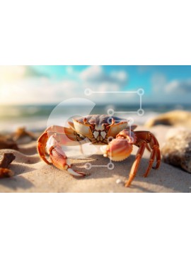 Intra Συλλεκτικό Ξύλινο Παζλ Plywood  4mm - Κοντινή εικόνα ενός καβουριού που στέκεται στην παραλία Σε Ξύλινο Κουτί - Διαστάσεις: 10x10 cm – 25 κομμάτια