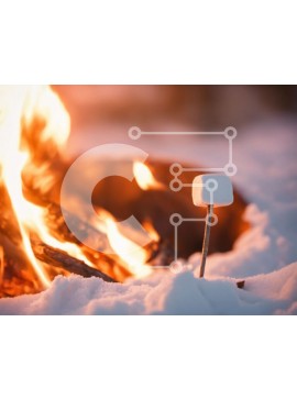 Intra Συλλεκτικό Ξύλινο Παζλ Plywood  4mm - Marshmallow Stick in the Snow with Fire Pit Σε Ξύλινο Κουτί - Διαστάσεις Puzzle: 10x10 cm – 25 κομμάτια
