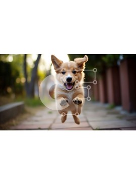 Intra Συλλεκτικό Ξύλινο Παζλ Plywood  4mm - Συγκινημένος σκύλος που πηδά στον αέρα με ευτυχία Σε Ξύλινο Κουτί - Διαστάσεις: 10x10 cm – 25 κομμάτια