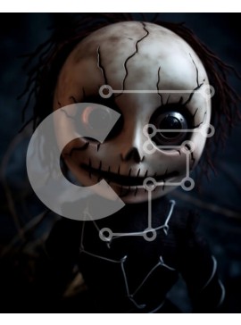 Intra Συλλεκτικό Ξύλινο Παζλ Plywood  4mm - Vintage ασπρόμαυρη κούκλα σκελετού Σε Ξύλινο Κουτί - Διαστάσεις Puzzle: 10x10 cm – 25 κομμάτια