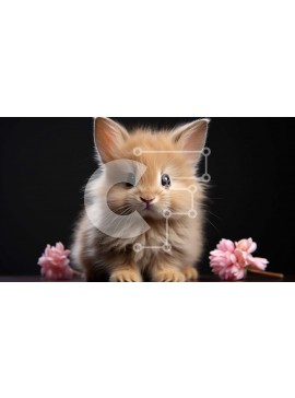 Intra Συλλεκτικό Ξύλινο Παζλ Plywood  4mm - Χαριτωμένο καφέ κουνέλι με ροζ λουλούδι Σε Ξύλινο Κουτί - Διαστάσεις: 10x10 cm – 25 κομμάτια