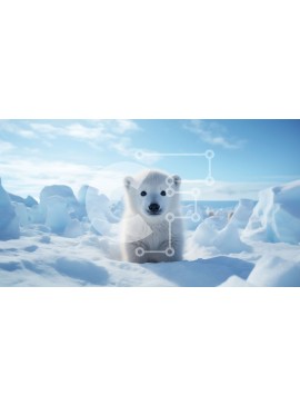 Intra Συλλεκτικό Ξύλινο Παζλ Plywood  4mm - Χαριτωμένο πολικό αρκουδάκι που στέκεται στο χιόνι στην Αρκτική Σε Ξύλινο Κουτί - Διαστάσεις: 10x10 cm – 25 κομμάτια