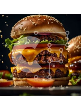 Σετ των 2 Intra Συλλεκτικό Ξύλινο Παζλ Plywood  4mm - Ζουμερό Cheeseburger με φρέσκα υλικά και τραγανές πατάτες Σε Ξύλινο Κουτί - Διαστάσεις: 10x10 cm – 25 κομμάτια