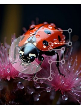 Σετ των 2 Intra Συλλεκτικό Ξύλινο Παζλ Plywood  4mm - Όμορφη μακρο λήψη μιας πασχαλίτσας σε ένα ροζ λουλούδι Σε Ξύλινο Κουτί - Διαστάσεις: 10x10 cm – 25 κομμάτια