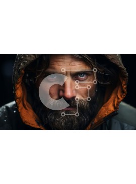 Intra Συλλεκτικό Ξύλινο Παζλ Plywood  4mm - Έντονο πορτρέτο ενός άνδρα με γένια και κουκούλα Σε Ξύλινο Κουτί - Διαστάσεις Puzzle: 10x10 cm – 25 κομμάτια